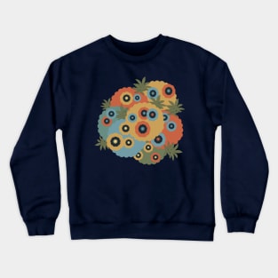 Japanese Flowers in Patches Motif Pattern Crewneck Sweatshirt